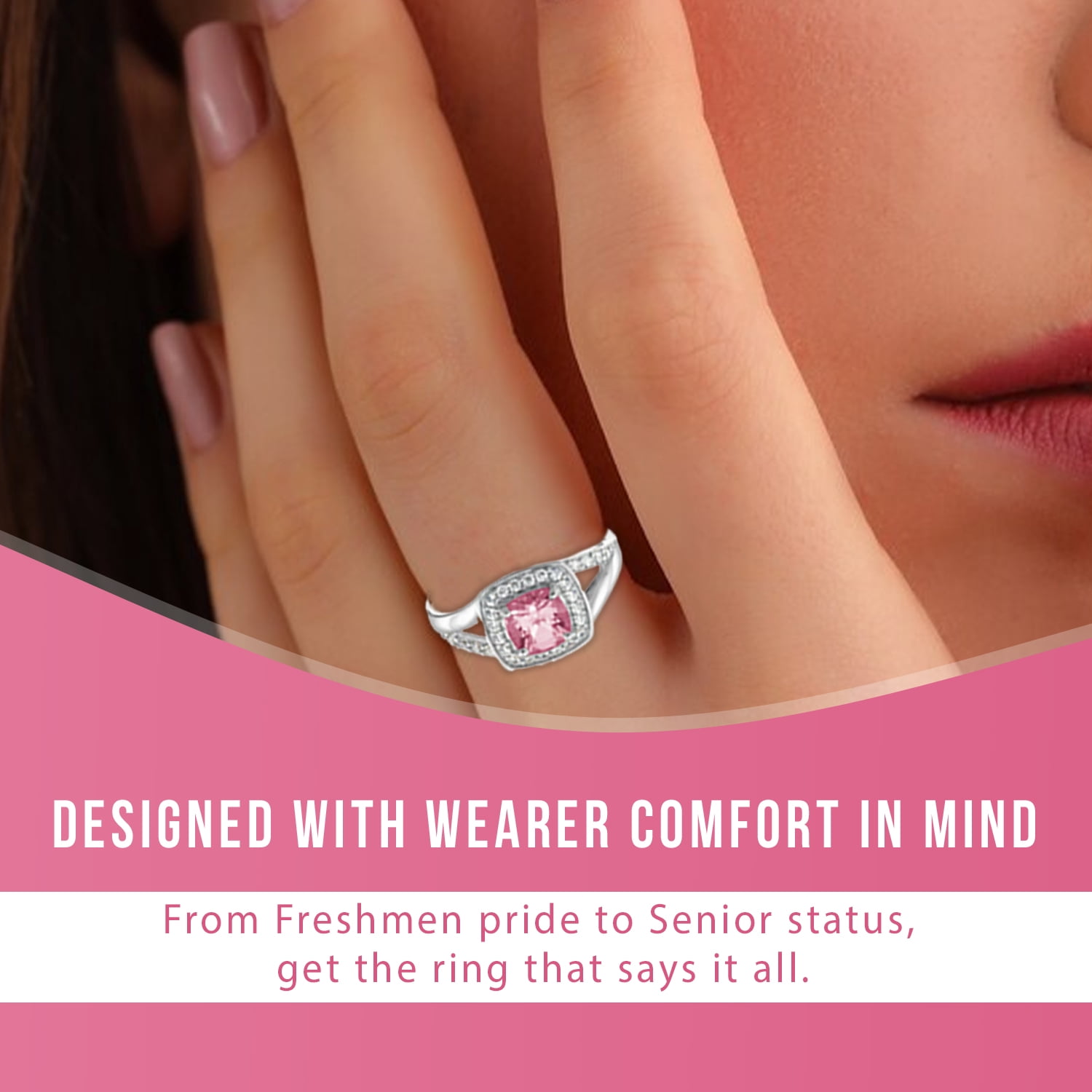 Personalized Women's Fashion Class Ring available in Valadium, Silver Plus, 10k and 14k Yellow and White Gold