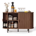 thumbnail image 2 of ROGALIS 48" Buffet Sideboard Cabinet with Storage, Modern Fluted Cabinet with Sliding Doors & Adjustable Shelf, Coffee Bar Accent Cabinet for Kitchen, Dining Room, Entryway, Walnut, 2 of 7