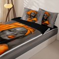 thumbnail image 3 of Castle Fairy Modern African Woman Zipper Twin Comforter Sets with Fitted Sheet and 2 Pillowcases,Watercolor Artwork Zipper Bedding Set,Gray Orange,Black Reversible,4-Piece, 3 of 6