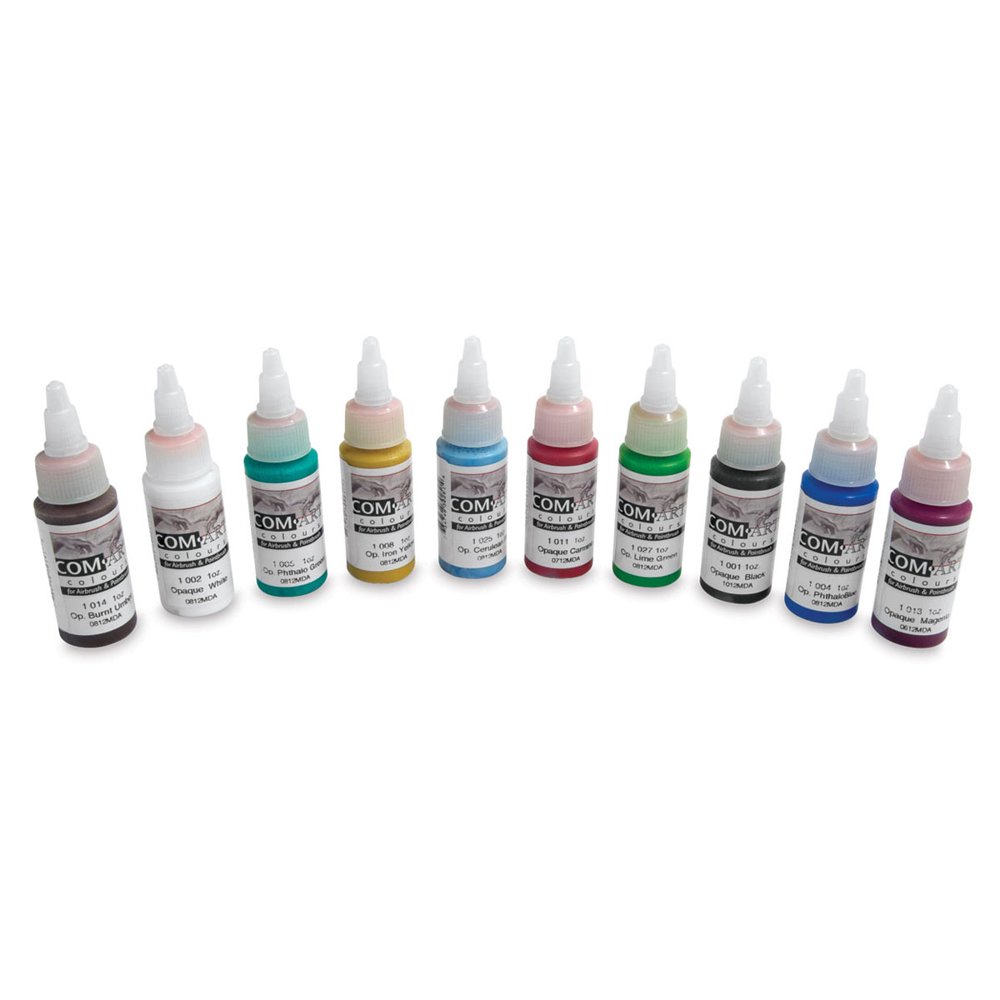 Iwata ComArt Airbrush Color 1 oz, Set of 10, Opaque Secondary Colors