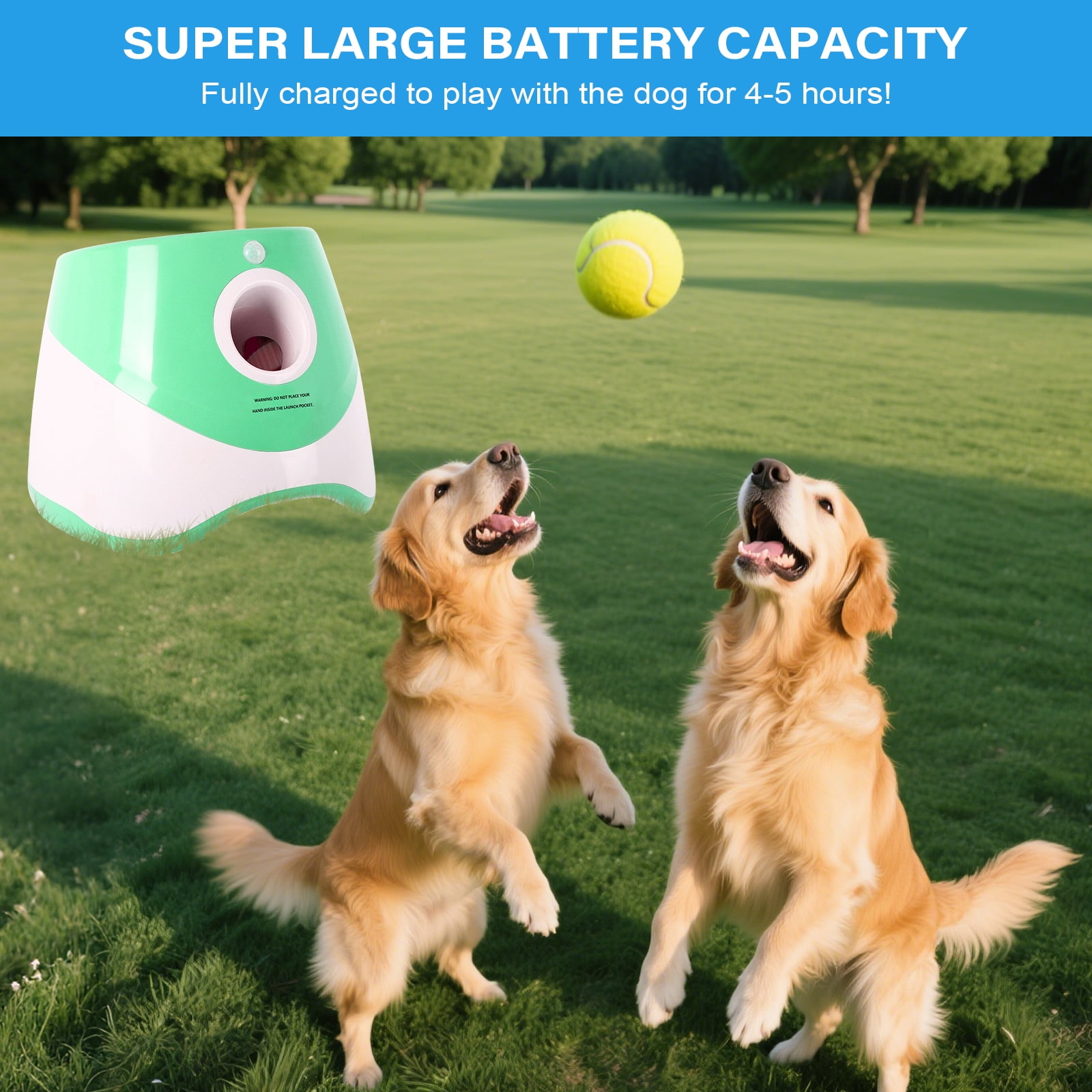 Automatic Dog Ball Launcher for Small Dogs, Indoor/Outdoor Interactive Dog Toy,USB Rechargeable Ball Thrower,10-30 Ft,Includes 15 Mini Tennis Balls,Green