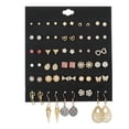 thumbnail image 1 of Juego de 30 pares de pendientes de moda con diseño geométrico de perlas y flores con múltiples elementos y orejas de diamantes cuadrados de aleación, buen material, embalaje elegante, 1 of 6
