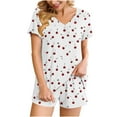 thumbnail image 2 of Goodtrade8 Pijama Set for Woman Petite with Pocket Sleepwear V-Neck Short Sleeve Printed Casual Womens Pajama Sets, 2 of 8