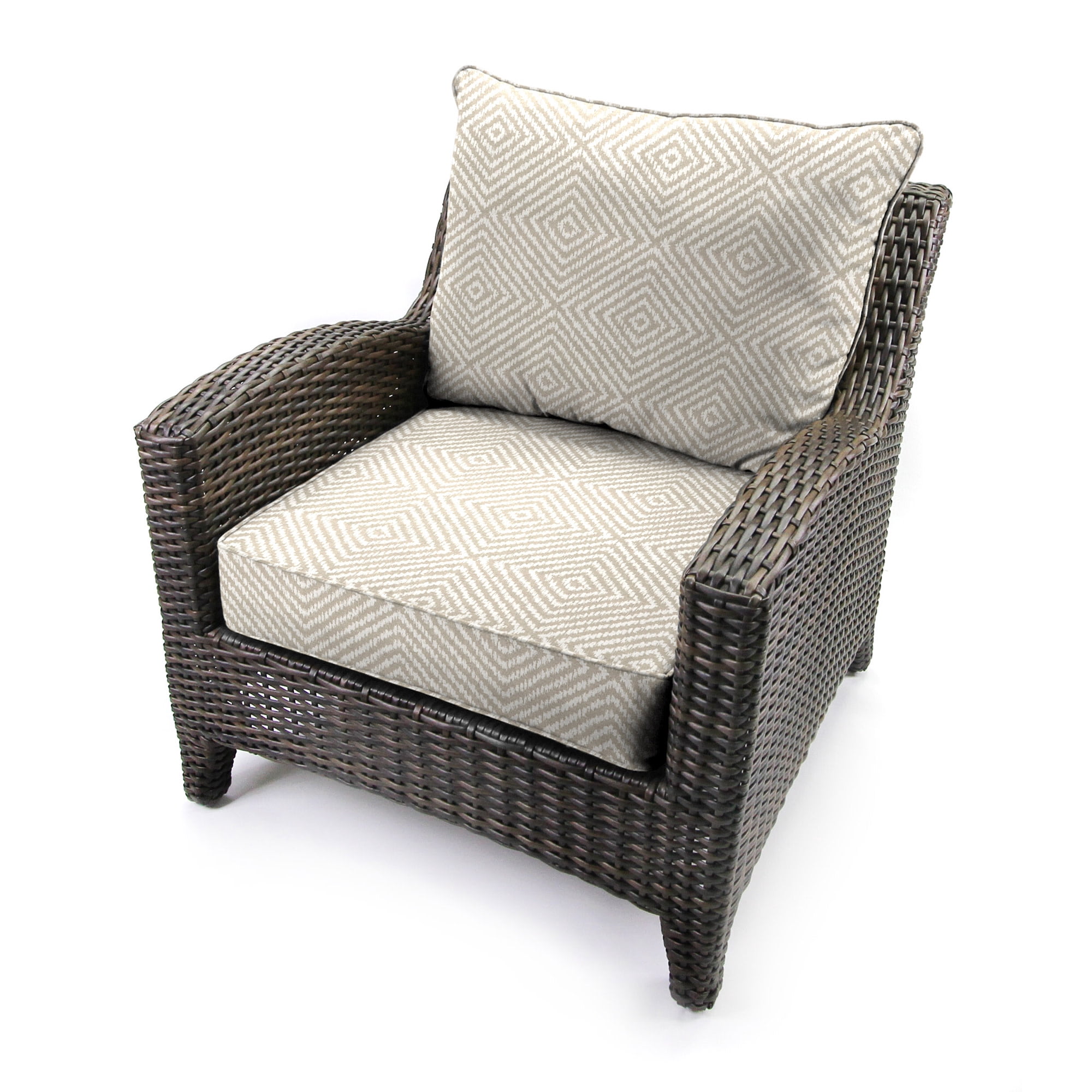 Jordan Manufacturing 46.5" x 24" Encore Birch Taupe Diamond Rectangular Outdoor Deep Seat Chair Cushion Set with Welt