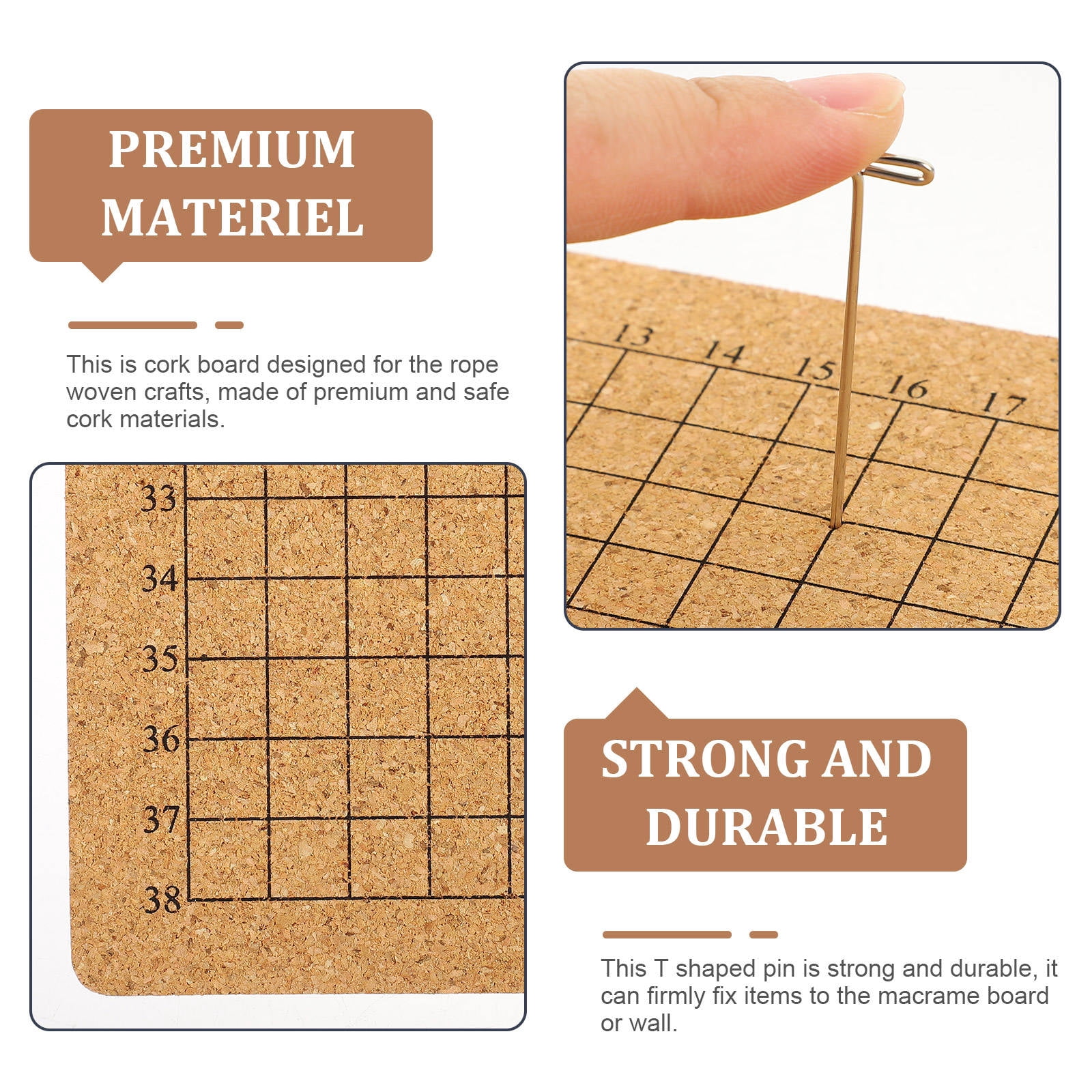 PBPBOX Knotting Board with T Pins Light Brown 1 Set Craft Board for Beginners