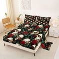thumbnail image 2 of Castle Fairy Gothic Skull King Sheets 4pcs,Romantic Floral Rose Vine Bedding,Ivory Green,1 Fitted Sheet,1 Flat Sheet and 2 Pillowcases, 2 of 6