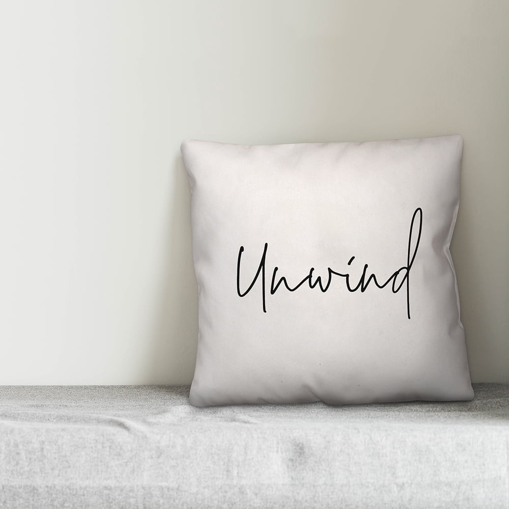 Creative Products Unwind Script White and Black 16x16 Indoor / Outdoor Pillow