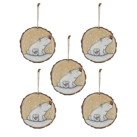 

Lovely Christmas Round Wooden Hanging Animal Print Pendant