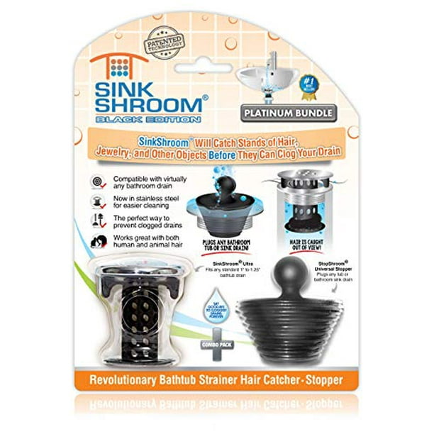 SinkShroom BLKSSSTP22 Revolutionary Bathroom Sink Drain Protector Hair