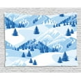 thumbnail image 1 of Northwoods Tapestry, Snowy Mountains and Fir Forest Winter Adventure Pastoral Landscape, Wall Hanging for Bedroom Living Room Dorm Decor, 80W X 60L Inches, Blue Baby Blue White, by Ambesonne, 1 of 2