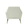 thumbnail image 4 of Velvet Accent Chair, Upholstered Armchair with Golden Metal Legs, Single Sofa Chair Vanity Chair for Living Room Bedroom, Button Tufted Leisure Chair for Reading or Lounging, Ivory, 4 of 7