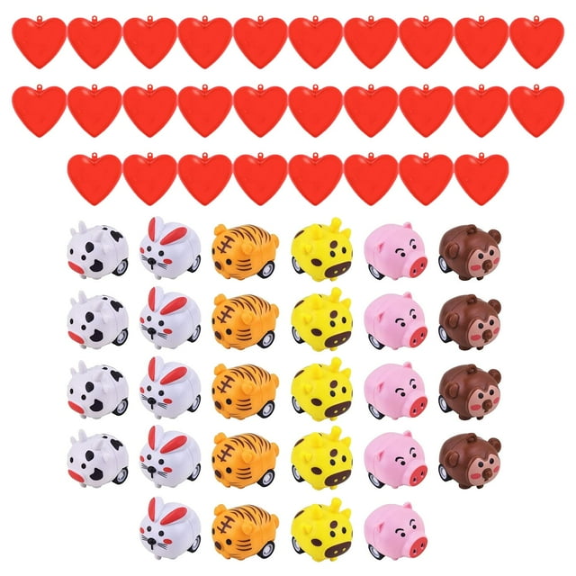 28 Piezas Regalo del Día de San Valentín Mini Animales Juguetes Bolsas de Fiesta Rellenos con Corazones Precargados Cajas Suministros para Fiestas