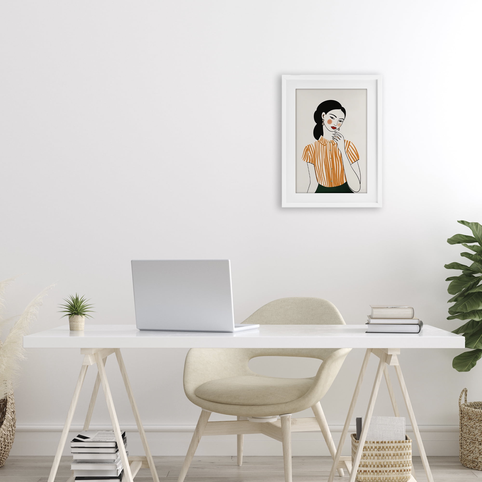 Stupell Industries Woman in Orange Blouse White Framed Print Under Glass, design by Omar Escalante