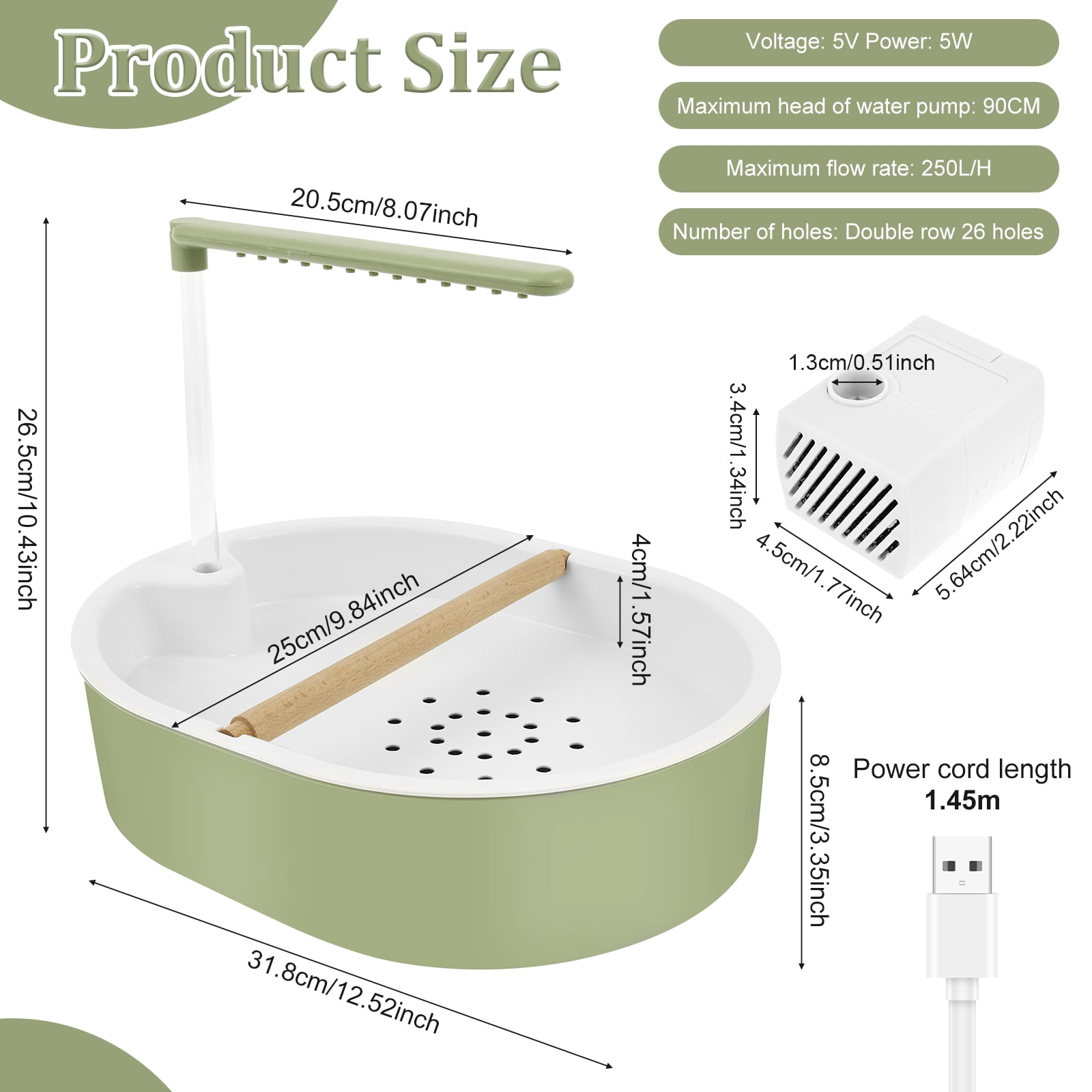 Bird Shower Bath Generous Capacity USB Electric Circulating Water Bird Bathtub Automatic Parakeet Bird Bath with Pump for Lovebird Cockatiel Finches Cockatoo Conure