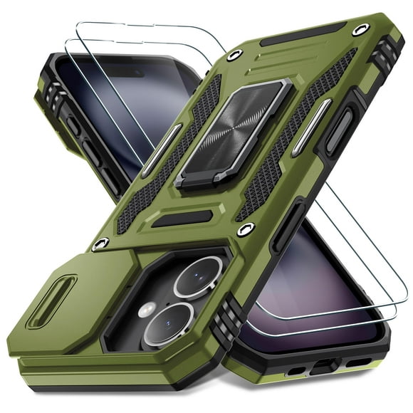 Funda de teléfono DEERLAMN para iPhone 16 de 6.1 pulgadas con funda de cámara deslizante