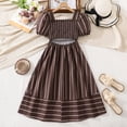 thumbnail image 5 of Dresses for Tween Girls Short Sleeve Backless A Line Flowy Swing Dress Brown Dress Girls 10-11 Years, 5 of 8