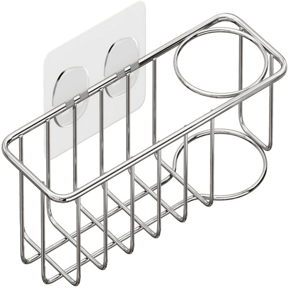 PEACNNG 2-in-1 Sponge Holder for Kitchen Sink, 304 Stainless Steel Rust Proof Sink Caddy Sponge Brush Holder, Small in-Sink Caddy, Hanging Kitchen Sink Organizer Rack Basket