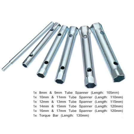 

6PC 8-17mm Metric Tubular Box Wrench Set Tube Hollow Socket Wrench Filter Wrench