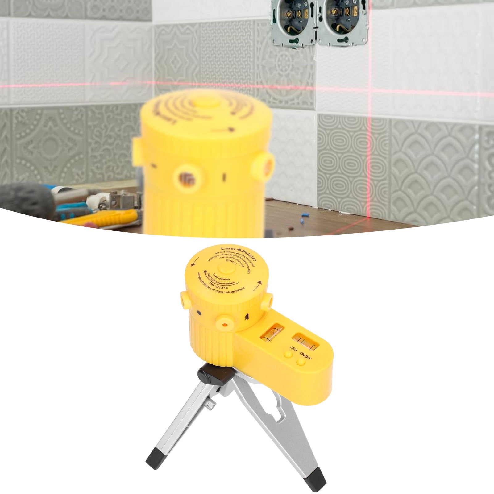 Yajisi High Accuracy Multifunctional Laser Line Level Measurement Tool with LED Indicator and Tripod, 26.2 ft / 8 m Range