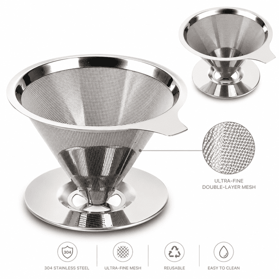 Pour over Coffee Dripper Reusable Drip Cone Coffee Filter Portable