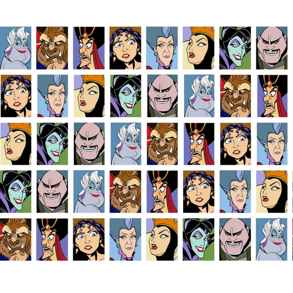 Disney Villains Grid Cotton Fabric
