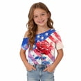 thumbnail image 6 of Odeerbi Toddler Kids Girls 4th of July One Shoulder T-Shirt Short Sleeve Independence Day Graphic Tops, 6 of 9