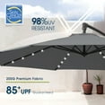 thumbnail image 4 of wikiwiki 10FT Solar Patio Offset Umbrella Outdoor Cantilever Umbrella Hanging Umbrellas with Weighted Base, Market Patio Umbrella for Backyard, Garden & Deck, Dark Gray, 4 of 5