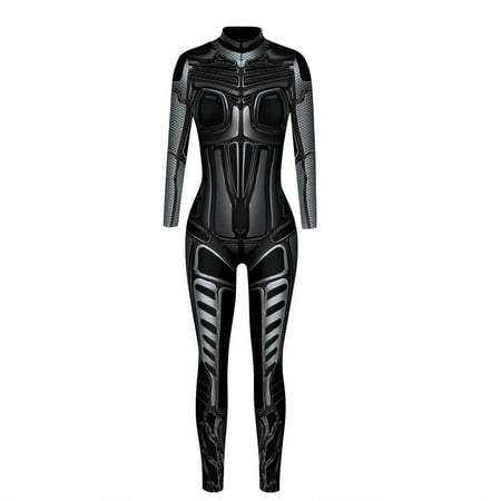 

TENSUNNYD Halloween Skeleton Jumpsuits Spooky Season Jumpsuit Halloween Jumpsuit Cool Sexy Tech Aesthetic Print Long Sleeve Bodysuit Halloween Party Romper