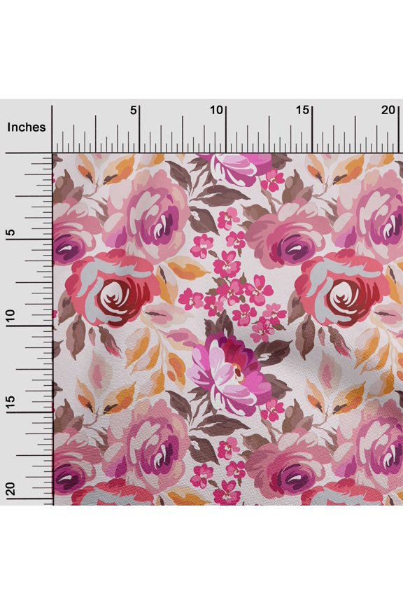 Viscose Chiffon White Fabric Leaves & Flower Diy Clothing Quilting Fabric Print Fabric By Yard 42 Inch Wide-EY0