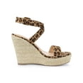 thumbnail image 3 of BLISSFUL STEP Chaussures pour Femmes Sandales Espadrilles à Talon Compensé Slingback à Brides Croisées Léopard 9, 3 of 8