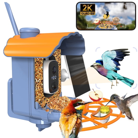 Smart Bird Feeder with Camera Solar-Powered, 1.5L Large Capacity, AI Bird Identification for 13,000 Species, Auto Capture & Real-Time Notifications