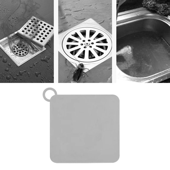 Hariumiu Easy to Install Floor Drain Square Silicone Floor Drain Cover Easy to Install Bathroom Insect-proof Seal Floor Cover with Hair Catcher Stopper
