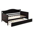 thumbnail image 4 of Harper & Bright Designs Twin Daybed with Trundle, Modern Sofa Bed Wooden Day Bed Frame for Living Room Bedroom Guest Room, Espresso, 4 of 15