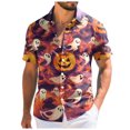 thumbnail image 5 of mgoYE Men Halloween Button Shirts Cute Ghost with Pumpkin Coffee Cartoon Graphic Blouse Casual Halloween Tops Tee Mens Tshirt Size XL, 5 of 7