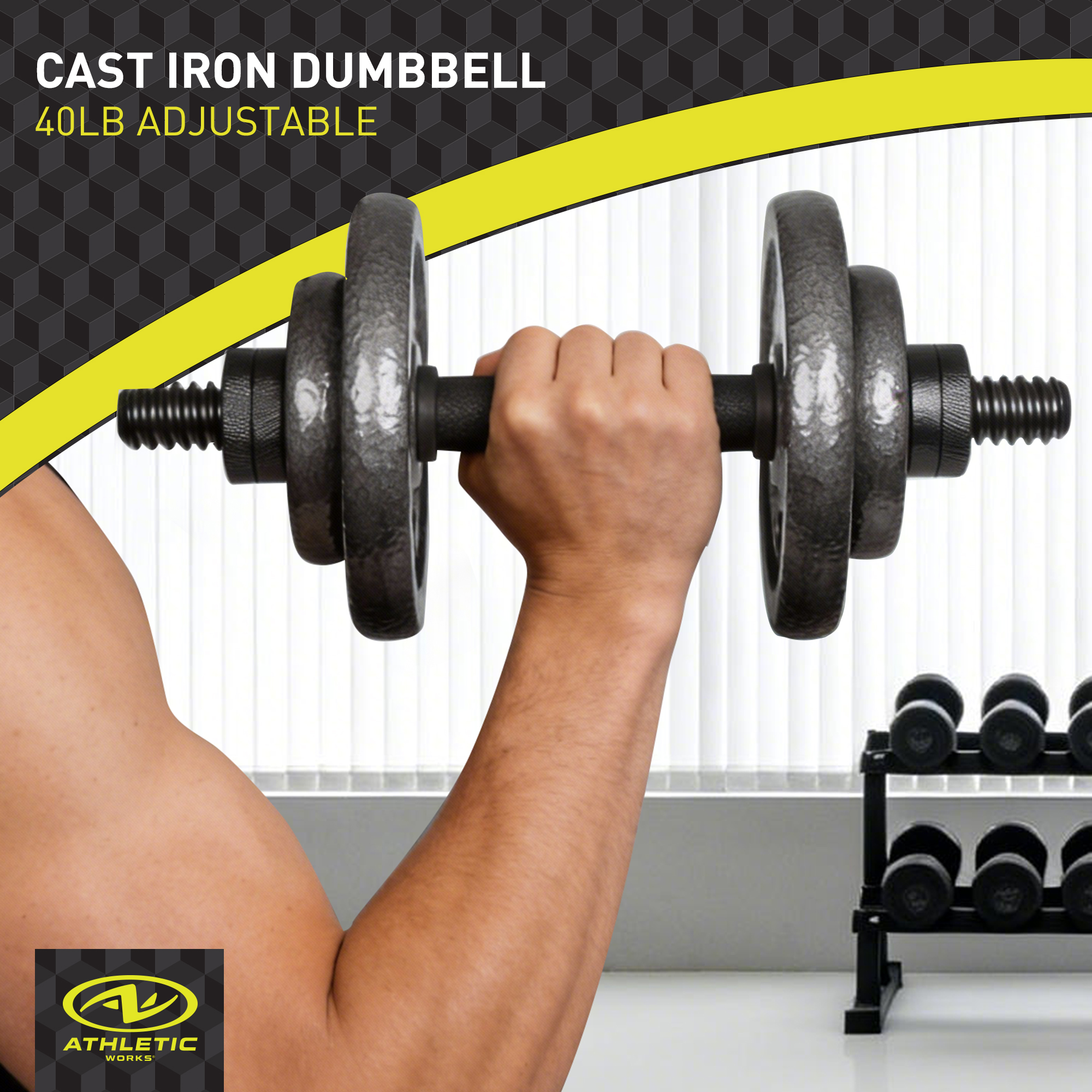 Athletic Works 40 lb Adjustable Cast Iron Dumbbell Set photo 3
