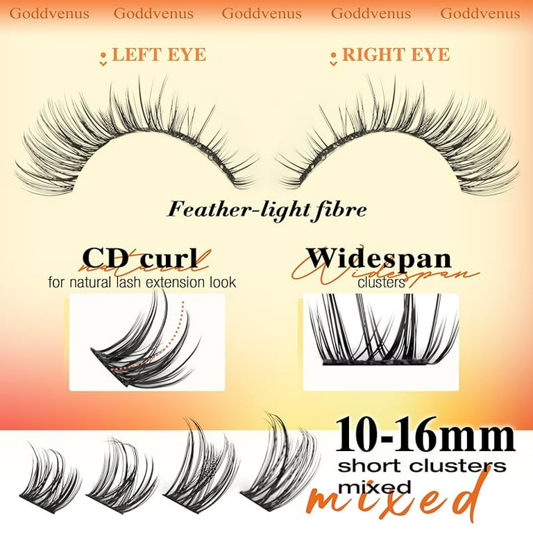 Lash Clusters Kit Wispy Eyelash Clusters Lashes Natural DIY Lash Extension Kit 10-16mm Cluster Eyelash Extensions Kit 300pcs C Curl Individual Lashes Cluster Eyelash (No Tweezers)