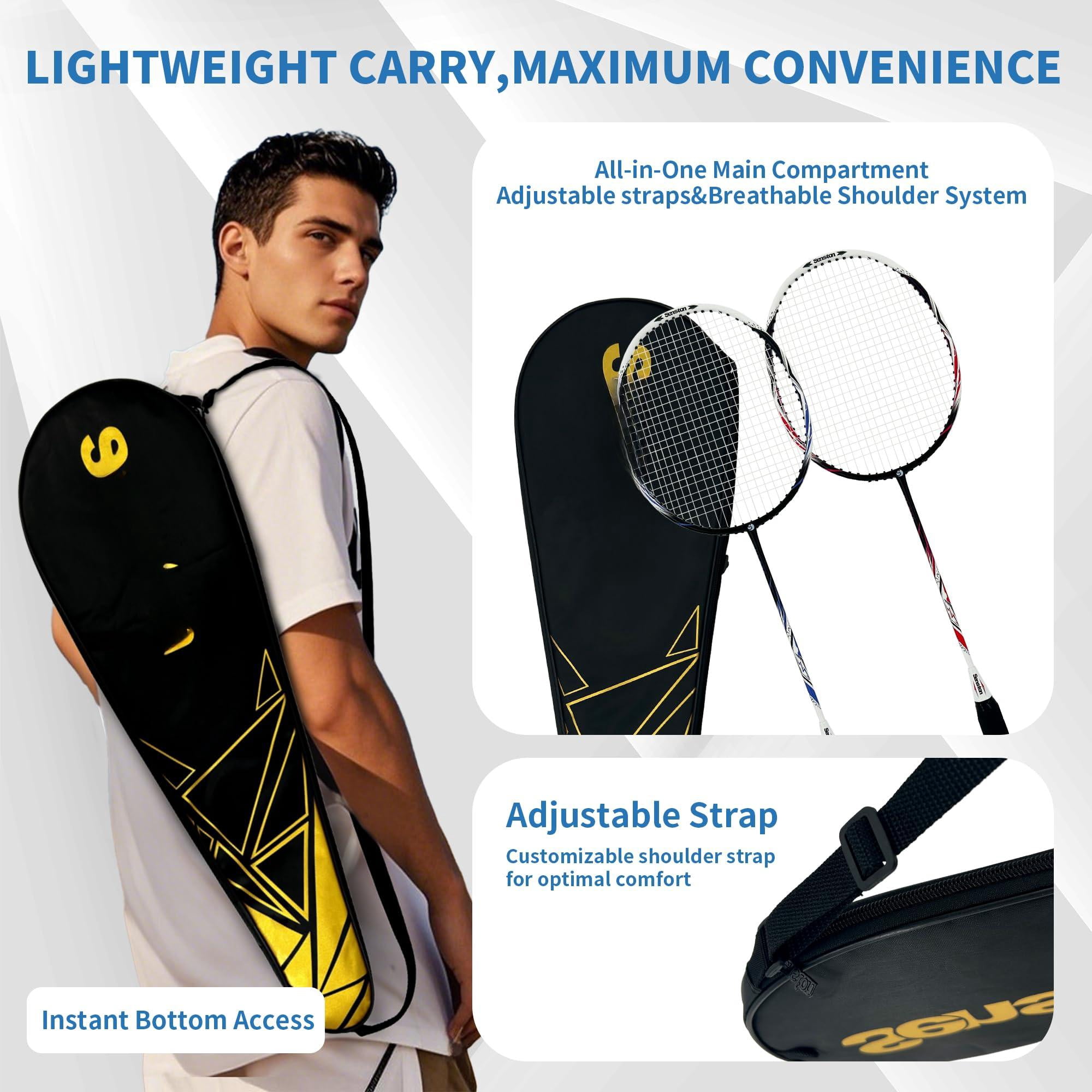 Carbon Composite Badminton Rackets For Beginners - Complete 2-player Kit With Bag | Lightweight & Easy To Use Backyard  Park Indoor Outdoor Play