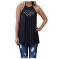 thumbnail image 1 of Dealovy Tank Tops for Women Summer Spaghetti Strap Lace Hollow Flowy Cami Shirts Ruffle Plain Sleeveless Vests, 1 of 7