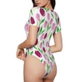 thumbnail image 3 of The Xecao Tulips Flowers Women's Crew Neck Body Suit, a short-sleeved bodysuit and basic swimsuit, both comfort and style for dating and daily life, 3 of 9