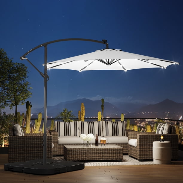 cantilever patio umbrella white Polaris 13-Foot with Base - Treasure Garden Commer UV resistant Westin Outdoor 94 inch White