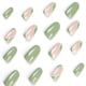 thumbnail image 3 of Simple green and white color matching French manicure, gel nail full coverage acrylic false nails, 24 pieces set, 3 of 5