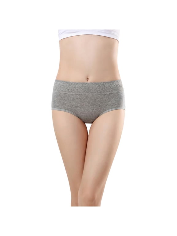 Breathe Cotton Brief Underwear for Women Mid-Rise Floral Postpartum Hipster Ladies Lace Panties Girls Full Coverage Briefs Cotton Stretch Briefs