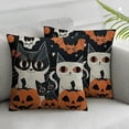 thumbnail image 3 of Ullo0ord Halloween Party Throw Pillow Covers Cute Cat Pumpkin Ghost Decorative Pillow Cases Linen Square Pillow Shams Cushion Cover Home Kids Room Decor, Black Orange, 3 of 7