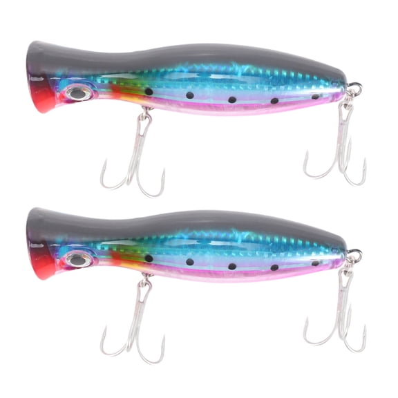 2Pcs Popper Fishing 3D with Treble Hooks 12cm 42G Topwater Hard Lure Soft Isca Artificial Tackles