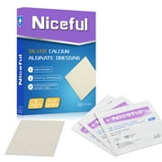 Niceful Silver Calcium Alginate Wound Dressing 4x4 in, Highly Absorbent First Aid Wound Pads,  5 Pcs