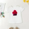 thumbnail image 6 of EnJoCho Little Children Summer Tops Toddler Kids Boys Girls Solid White Basic Shirt Short Sleeve, Crew Neck, Sequin 3D Flower Pot Pattern T-Shirt for Small Girls, 6 of 9