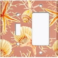 thumbnail image 2 of Metal Light Switch Wall Plate Outlet Cover (Ocean Sea Star Fish Shell Coral Clam Peach - Single Toggle Single Rocker), 2 of 2