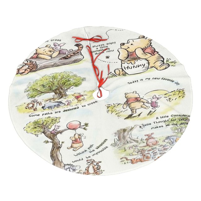 Falda para árbol de Navidad de Winnie The Pooh, suave y divertida, decoración navideña de granja con cuello para árbol de Navidad de 48"