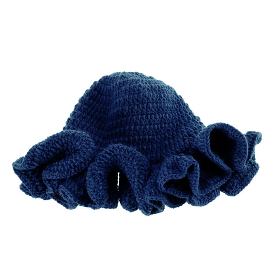 Elegant Crochet Flouncing Knitted Hat Soft Knit Colorful Cap for Fashion Conscious Females Ruffled Hat
