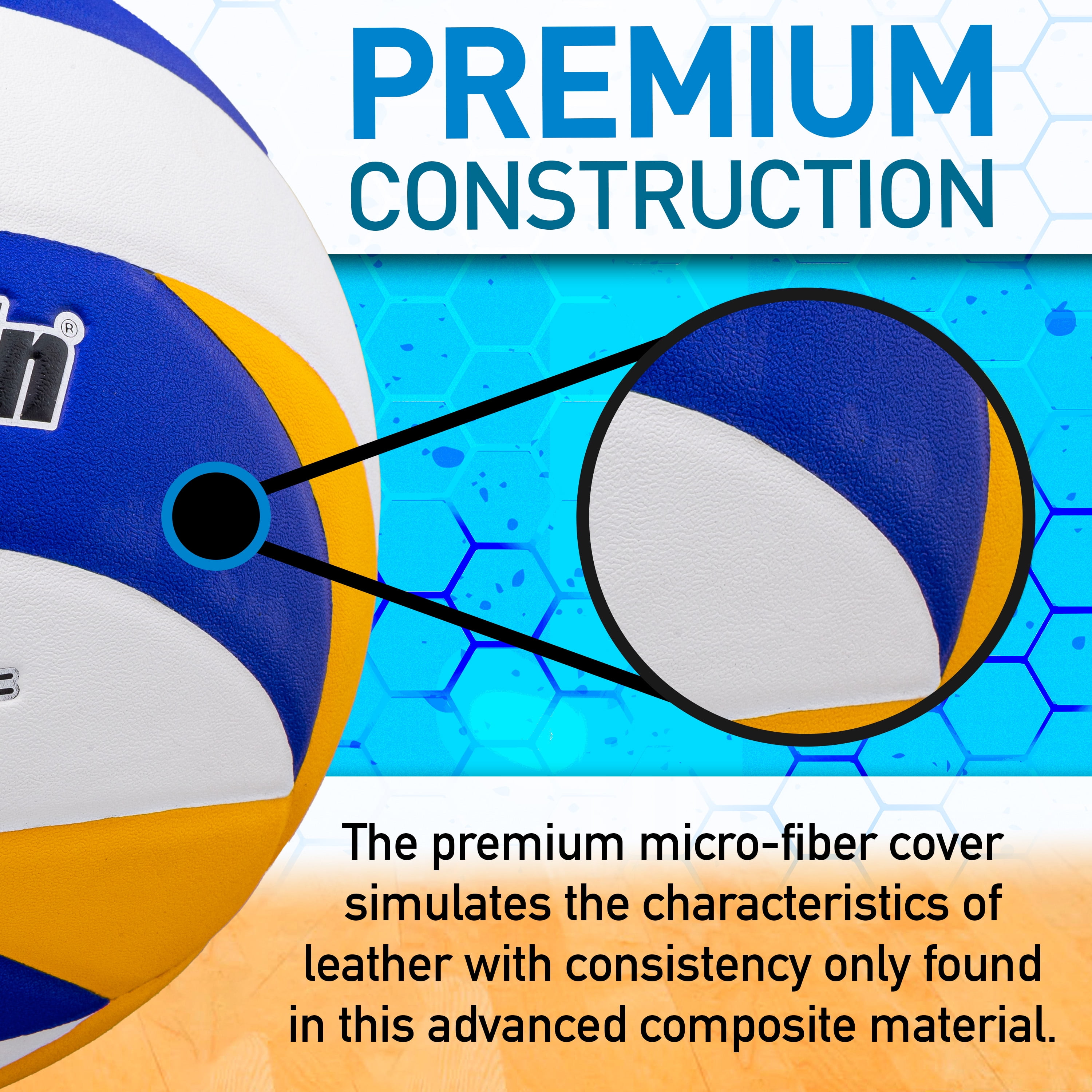 Franklin Sports 9000 Indoor Volleyball - Official Size and Weight Volleyball - Advanced Performance - Premium Soft Cover and Bounce - Air Pump Included